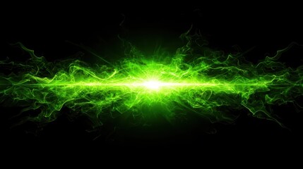 A green line of fire with a white light in the middle