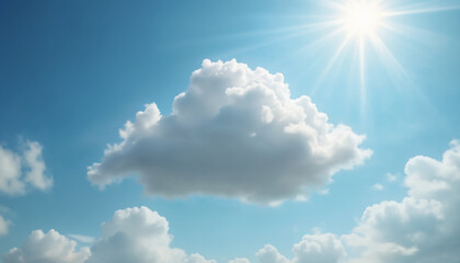 wallpapers A serene view of fluffy white clouds against a bright blue sky illuminated by sunlight. Perfect for backgrounds or nature-themed projects. AI generated.