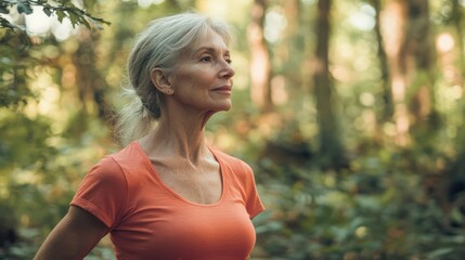 woman senior exercise fitness sport healthy outdoor female active fit mature elderly health training old retirement caucasian nature adult wellness workout activity