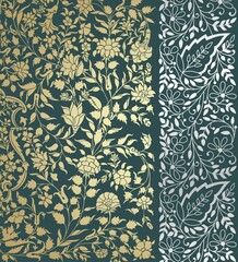 wedding card design, traditional paisley floral pattern , royal India	