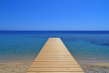 Obraz premium Wooden Pier Extending into Tranquil Turquoise Sea