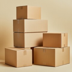 Stack of Cardboard Boxes in Various Sizes for Shipping Use