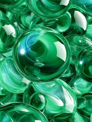 Abstract Green Glass Spheres