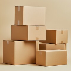 Stack of Cardboard Boxes in Various Sizes for Shipping Use