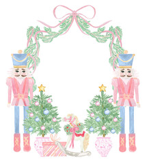 Nutcracker Christmas Crest - Monogram Crest - Christmas Watercolor Crest DIY - Luxury Watercolor Wedding Crest - Nutcracker Red Christmas