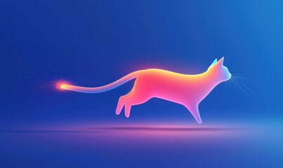 Cat's tail transforms into comet in cosmic glow digital art fantasy