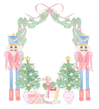Nutcracker Christmas Crest - Monogram Crest - Christmas Watercolor Crest DIY - Luxury Watercolor Wedding Crest - Nutcracker Red Christmas