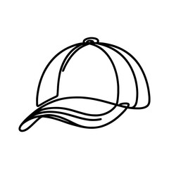 Simple black line drawing of a baseball cap icon, isolated on a white background