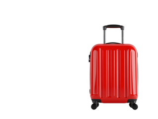 a red suitcase with wheels