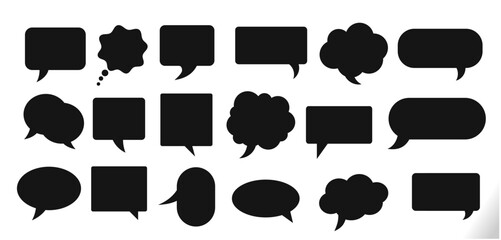 black color speech or chat bubbles set. different shape message bubbles vector illustration