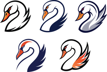 A Bundle of Graceful Swan Head vector illustration