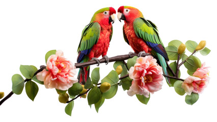 Obraz premium PNG Parrot flower animal green.