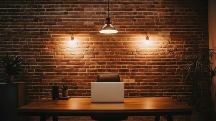 Minimalistic Podcast Room with Brick Wall Backdrop