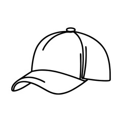 Simple black line drawing of a baseball cap icon, isolated on a white background