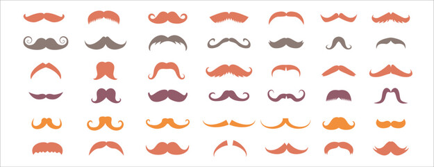 Set Mustache Collection. Vector illustration. Vector Template Design. Party. Dad