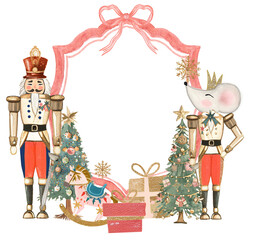 Nutcracker Christmas Crest - Monogram Crest - Christmas Watercolor Crest DIY - Luxury Watercolor Wedding Crest - Nutcracker Red Christmas