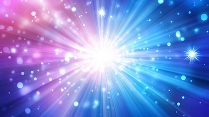Fototapeta premium Vibrant starburst sparkles radiate against a backdrop of shimmering blues and purples, creating a dazzling display that evokes an ethereal and enchanting atmosphere. 