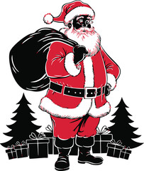 santa claus with his gift sack vector