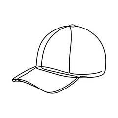 Simple black line drawing of a baseball cap icon, isolated on a white background