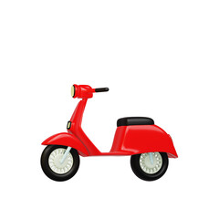 Scooter on white background. 3d render. 