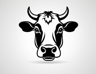 Fototapeta premium Cow icon. Cow head front view simple black design isolated on white background. illustration. Ai generated image.