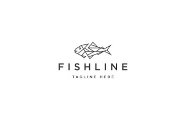 Fish line logo icon design template flat vector