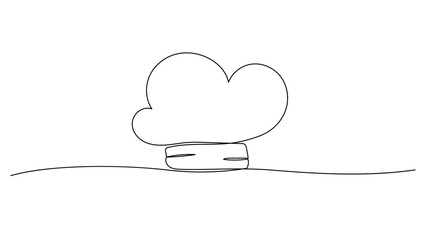 Chef hat one continuous line illustration. Hand drawn doodle vector sketch isolated on white background