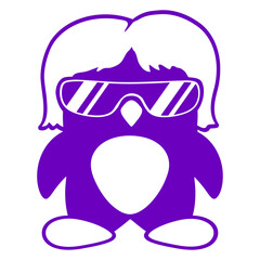 Penguin Lady Hair Woman Female Girl Sunglasses DJ Design Lover Art Vector Illustration Card T-Shirt Poster Sticker Graphic Print Decorative Drawing Isolated Logo Decoration Symbol Creative Cool Style
