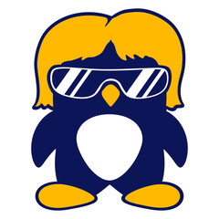 Penguin Lady Hair Woman Female Girl Sunglasses DJ Design Lover Art Vector Illustration Card T-Shirt Poster Sticker Graphic Print Decorative Drawing Isolated Logo Decoration Symbol Creative Cool Style
