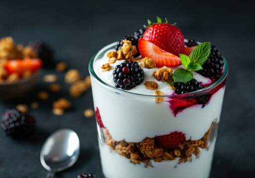 Creamy Greek Yogurt Parfait with Fresh Berries and Crunchy Granola