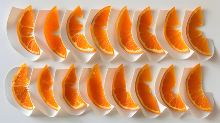 Slices of Orange Isolated on White Background,Orange is an Asian fruit.Has a sweet and sour taste,Is a fruit for health, increase vitamin C to the body
