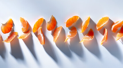 Slices of Orange Isolated on White Background,Orange is an Asian fruit.Has a sweet and sour taste,Is a fruit for health, increase vitamin C to the body
