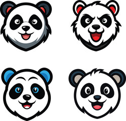 Obraz premium A Bundle Of Playful Panda Head vector illustration.