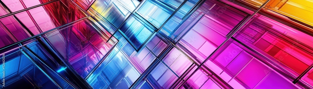 Poster vibrant geometric abstraction - colorful intersecting planes