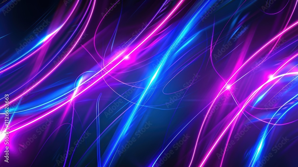 Poster abstract background with neon glowing lines on neon colors. vector illustration of futuristic techno