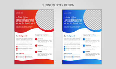 Modern Corporate Business Flyer Design Template set with red and blue color, abstract business flyer, vector template design.  a4 size print ready flyer design.