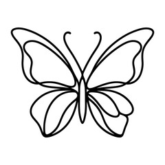 Obraz premium Elegant butterfly linear icon. Black and white cartoon of a butterfly. Vector illustration