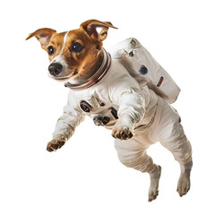 Playful Pup in Spacesuit Exploring the Cosmos