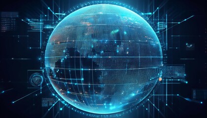 Obraz premium reflecting financial data in a transparent futuristic globe