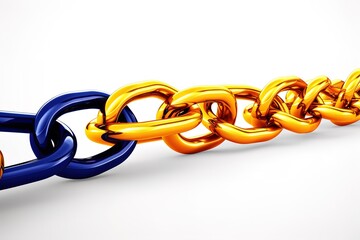 Fototapeta premium golden Chain isolated on white background 