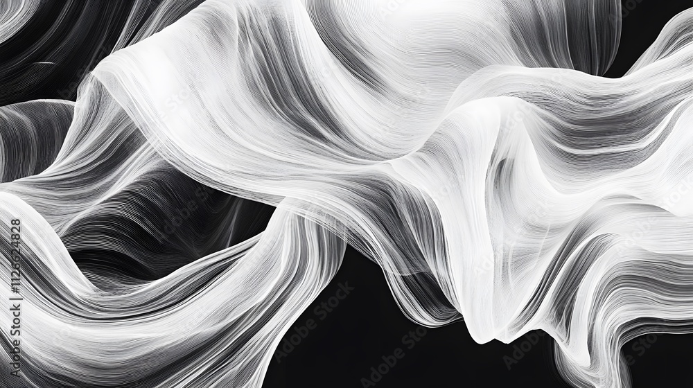 Aufkleber abstract grayscale flowing fabric wave pattern design
