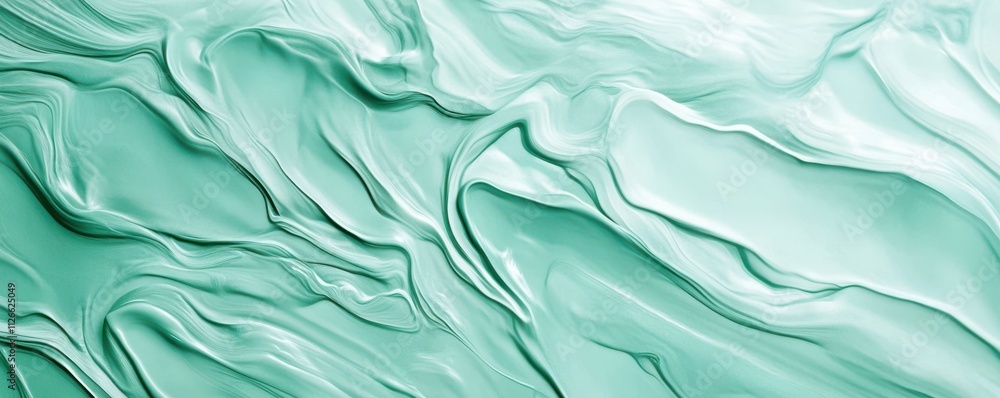 Poster top view of mint green water. the waves and ripples create an abstract pattern.