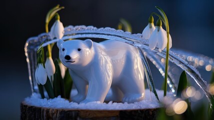 Polar bear decoration with winter lights
