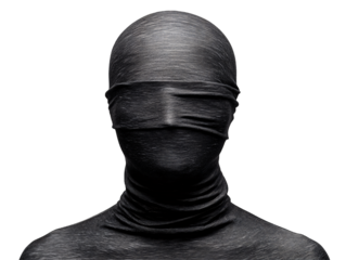 a person wearing a black mask