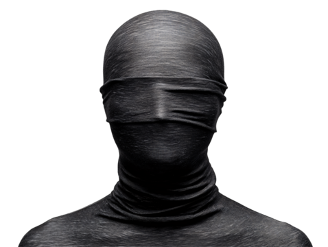 a person wearing a black mask