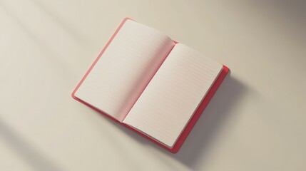 Blank photorealistic 3D illustration of a notebook mockup set against a light grey background
