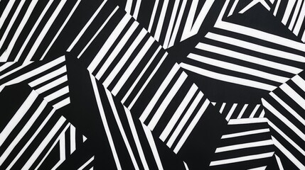 Abstract black and white striped geometric pattern.