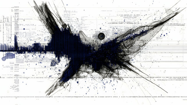 Abstract digital art depicting data streams, code, and network activity; visualizing complex information flow.
