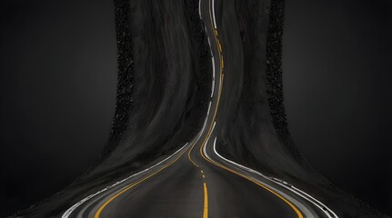 Winding asphalt road isolated on transparent.generative.ai 