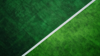 Vibrant Close-Up of a Green Tennis Court Surface with White Boundary Lines Capturing the Essence of Sport and Competition in a High-Contrast View